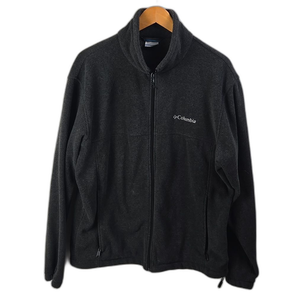 Columbia Fleece Jacket Full Zip Mens Charcoal‎ Gray Outdoor Hiking Sz L